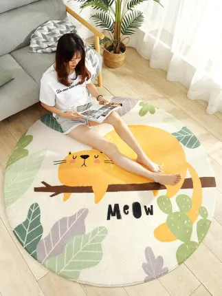 Modern Round Cute Cartoon Carpet Bedroom Living Room Home Decoration Non-Slip Mat