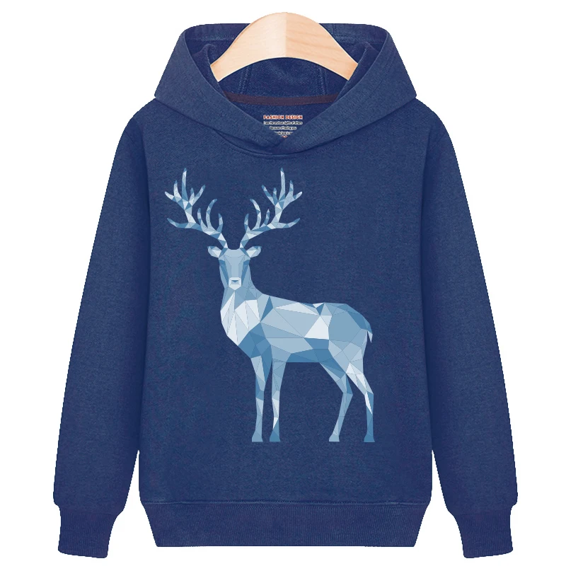 Детский хлопковый свитшот с длинным рукавом и принтом оленя|Толстовки кофты| |