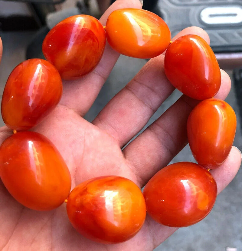 

Hoo 32x28x22mm BEAUTIFUL RED BALTIC AMBER old Beeswax Irregular Bracelet AA+Certificate