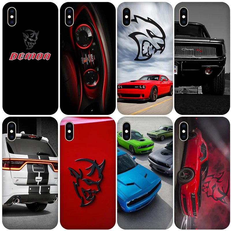 For iPhone 6S case 5 5S 6 7 8 Plus X XR XS 11 Pro Max Soft Silicone TPU Phone Cases Cover Dodge Demon Challenger Logo | Мобильные