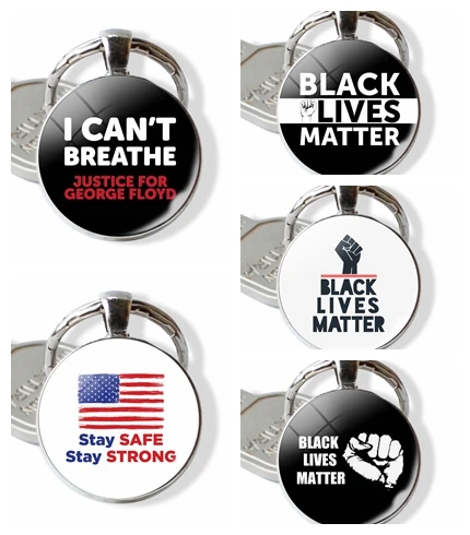 Черная жизнь сила материи кулак деревянный брелок для ключей стеклянный кабошон