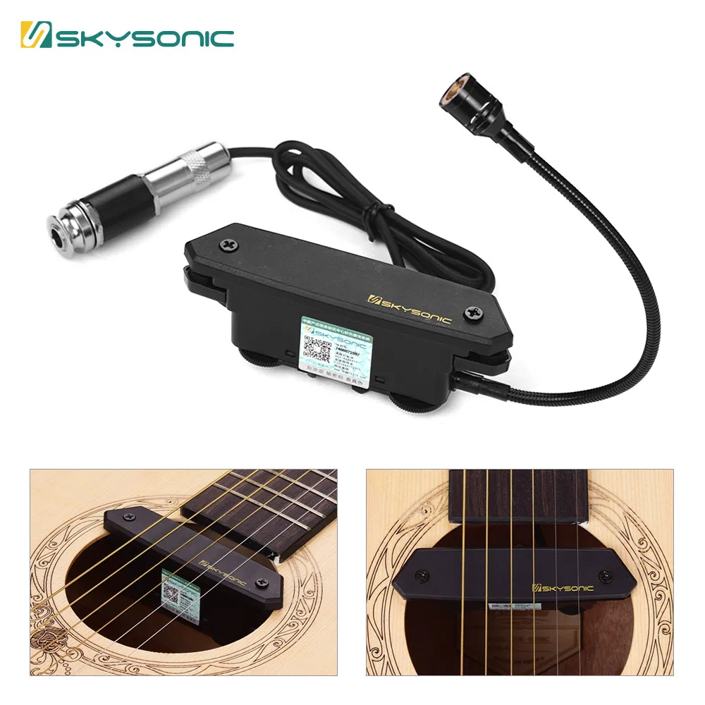 Acoustic Guitar Active Soundhole Pickup Magnetic + Microphone Dual Systems with Volume Controls for Classic Folk Guitars | Спорт и