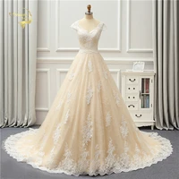 2021 new arrival champagne luxury wedding dresses cap sleeves high quality vintage lace robe de mariage vestido de noiva buttons