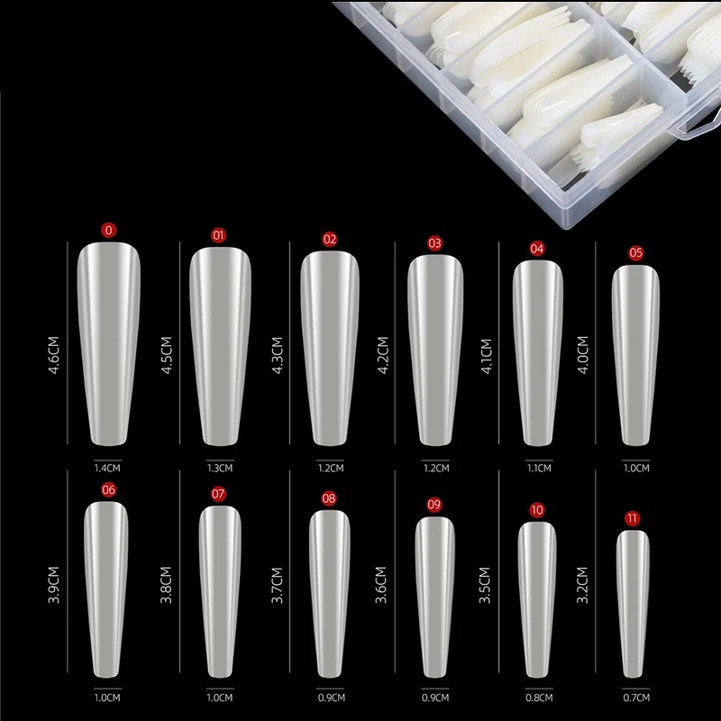 240pcs full cover XXL coffin nail tips extra long press on nails professional Natural clear artificial capsule ongle | Красота и