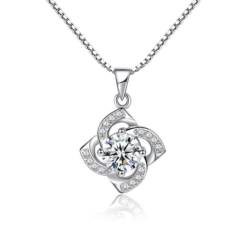 

JewelryReal 925 sterling silver female simple trendy cute four-leaf clover necklace + pendant support recheck