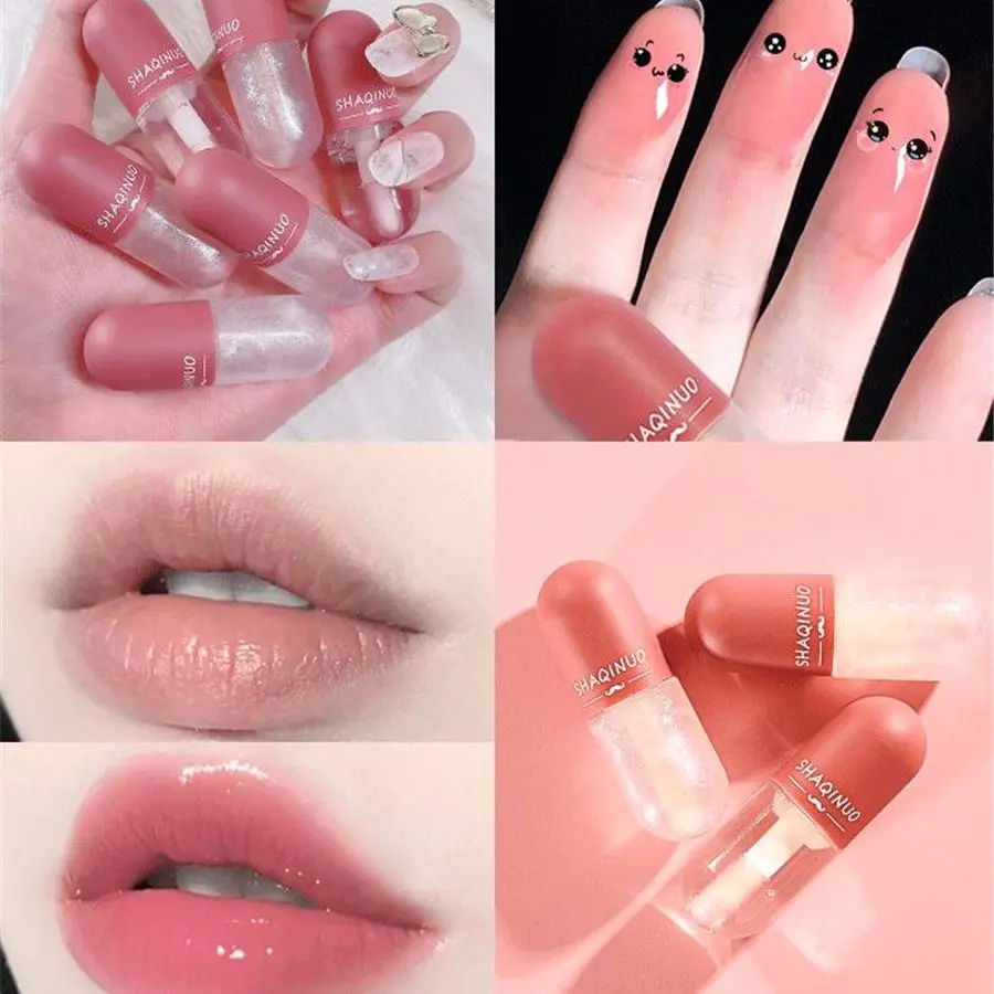 

Mini Capsule Instant Volumising Lip Plumper Glitter Shine Lip Balm Long Lasting Moisturizer Lip Oil Temperature Change Lipgloss