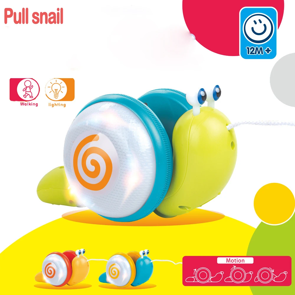 

Baby Walker Cartoon Cute Snail Rope Traction Crawling Toys for Children with Light and Music To Attract Baby's Attention