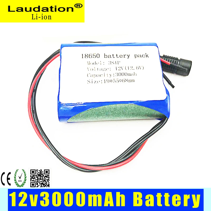Laudation 12 v аккумуляторная батарея 3000 мА/ч 3s1p литиевая с bms Защита от перегрузки для