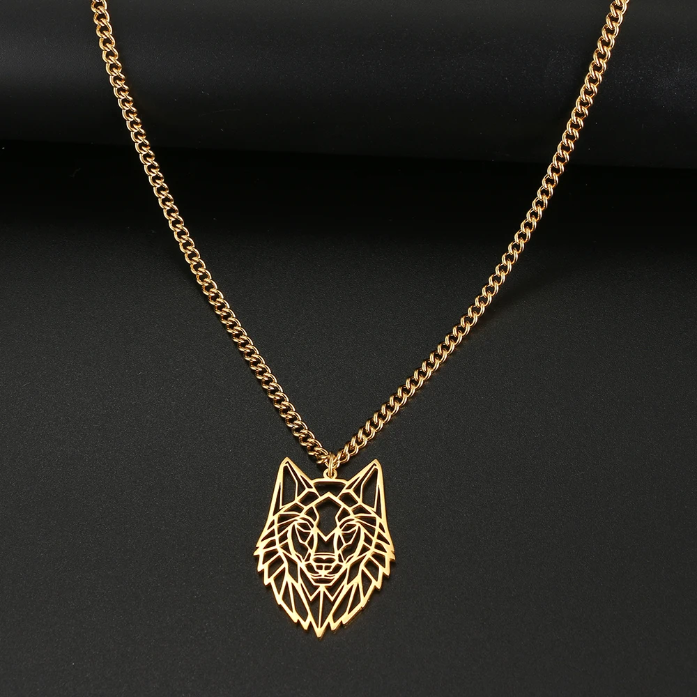 Ожерелья из нержавеющей стали подвески в стиле хип-хоп с головой волка Мужская