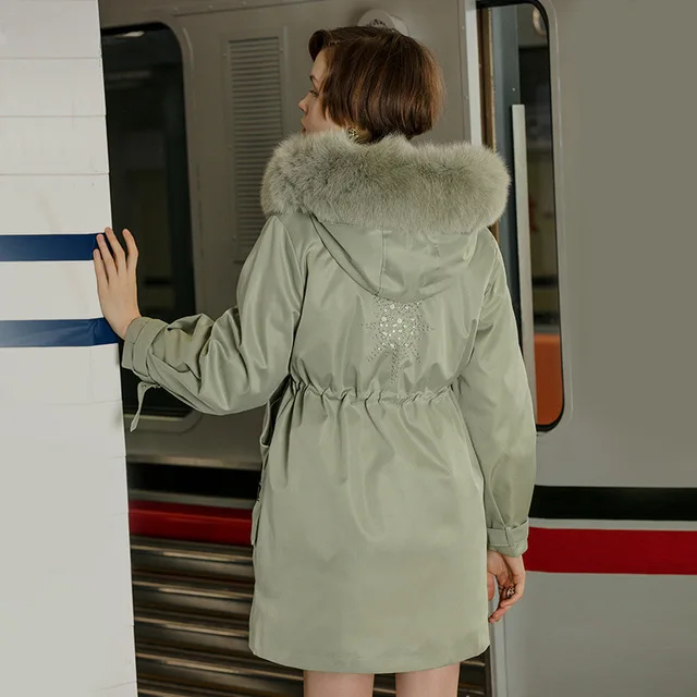 Выдерживает температуру в-30 зимний модный брендовый большой натуральным лисьим