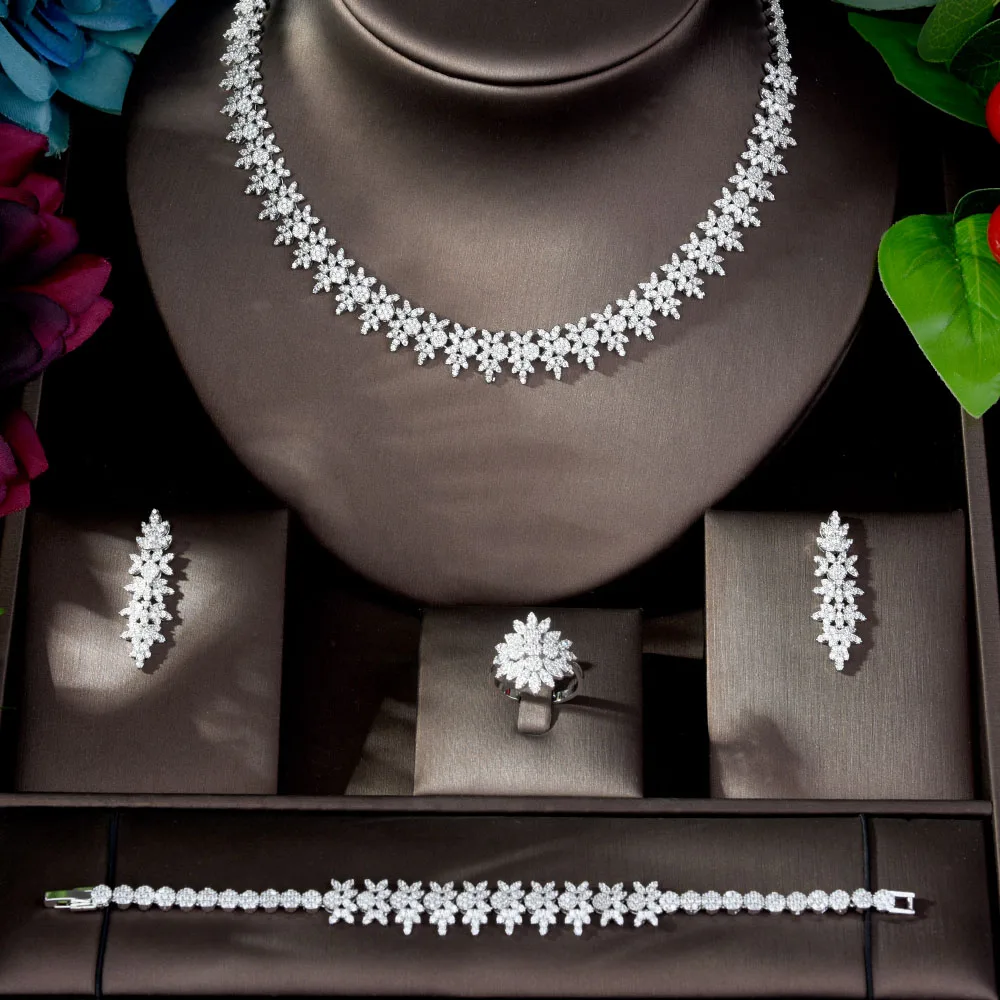 HIBRIDE новый стиль серьги ожерелье AAA CZ вечерние набор украшений для женщин и