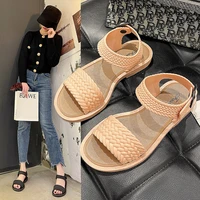 spring and summer new buckle roman style sandals women flat comfortable lazy shoes beach open toe womens sandals