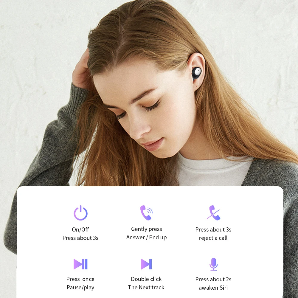 Беспроводные Bluetooth наушники HEYPOD TWS мини музыкальные Hi Fi беспроводная гарнитура с