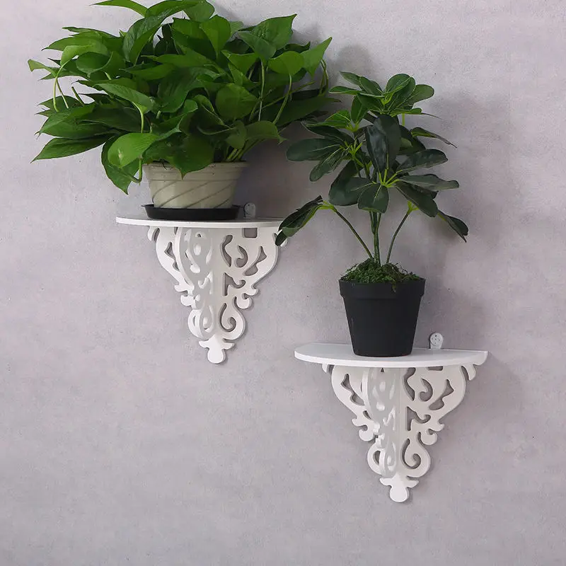 

Flower pot stand book White Filigree Style Wall Shelf European retro Simple Candle Home Decoration Holder bedroom organizer 2020