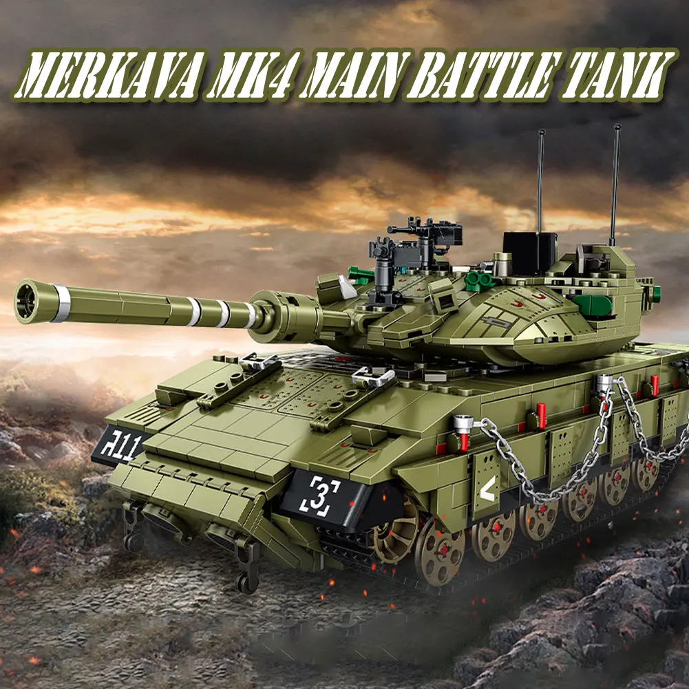 

BZDA WW2 Military Series Leopard 2A7 Main Battle Tank Survival Warfare Soldier Weapon Tank Model Kit Toys For Children Gift