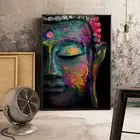 Настенные художественные картины, холст, живопись, яркое лицо Будды на холсте, домашний декор, Настенная картина для гостиной без рамки