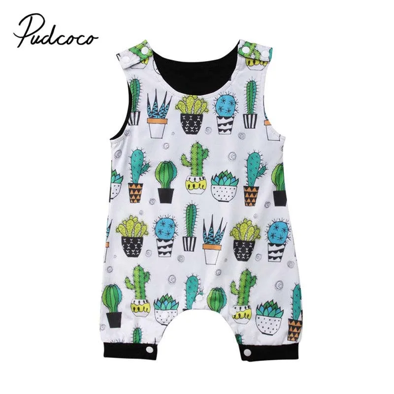 Brand Cute Newborn Infant Baby Boy Girl Kids Cactus Romper Jumpsuit Cotton Clothes Outfit Summer Sunsuit