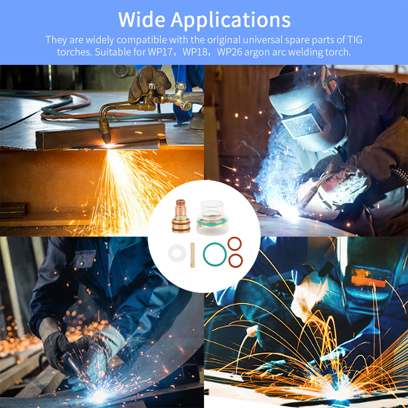 

Welding Nozzle Washer Set 2.4MM/0.09INCH Metal Nozzle Washer Set Insulation Set Precision Welding Nozzle Kit Metal Durable