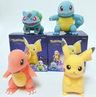 pok%c3%a9mon anime figure toys plush flocking pikachu charmander bulbasaur squirtle action character model doll decoration gift