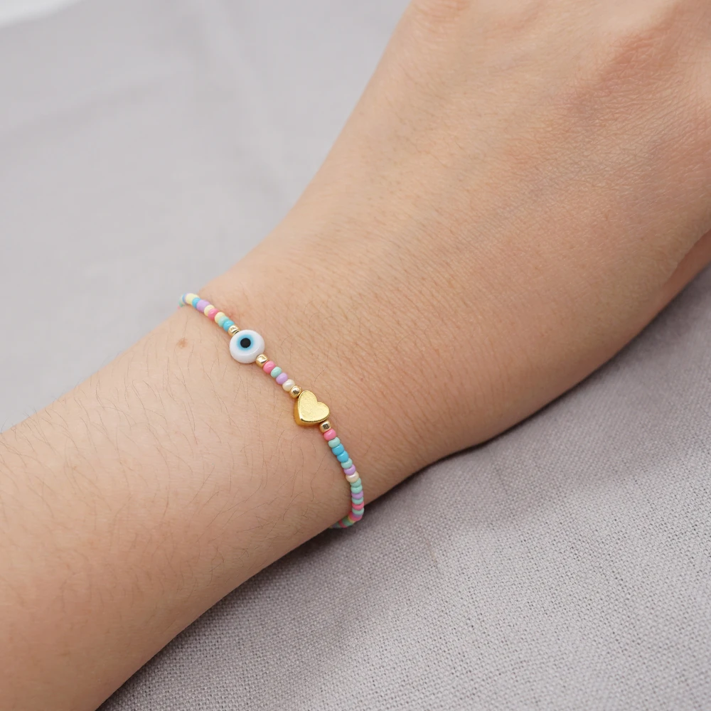 Go2BoHo модные ювелирные изделия Красочные Семена бисера Золотое сердце