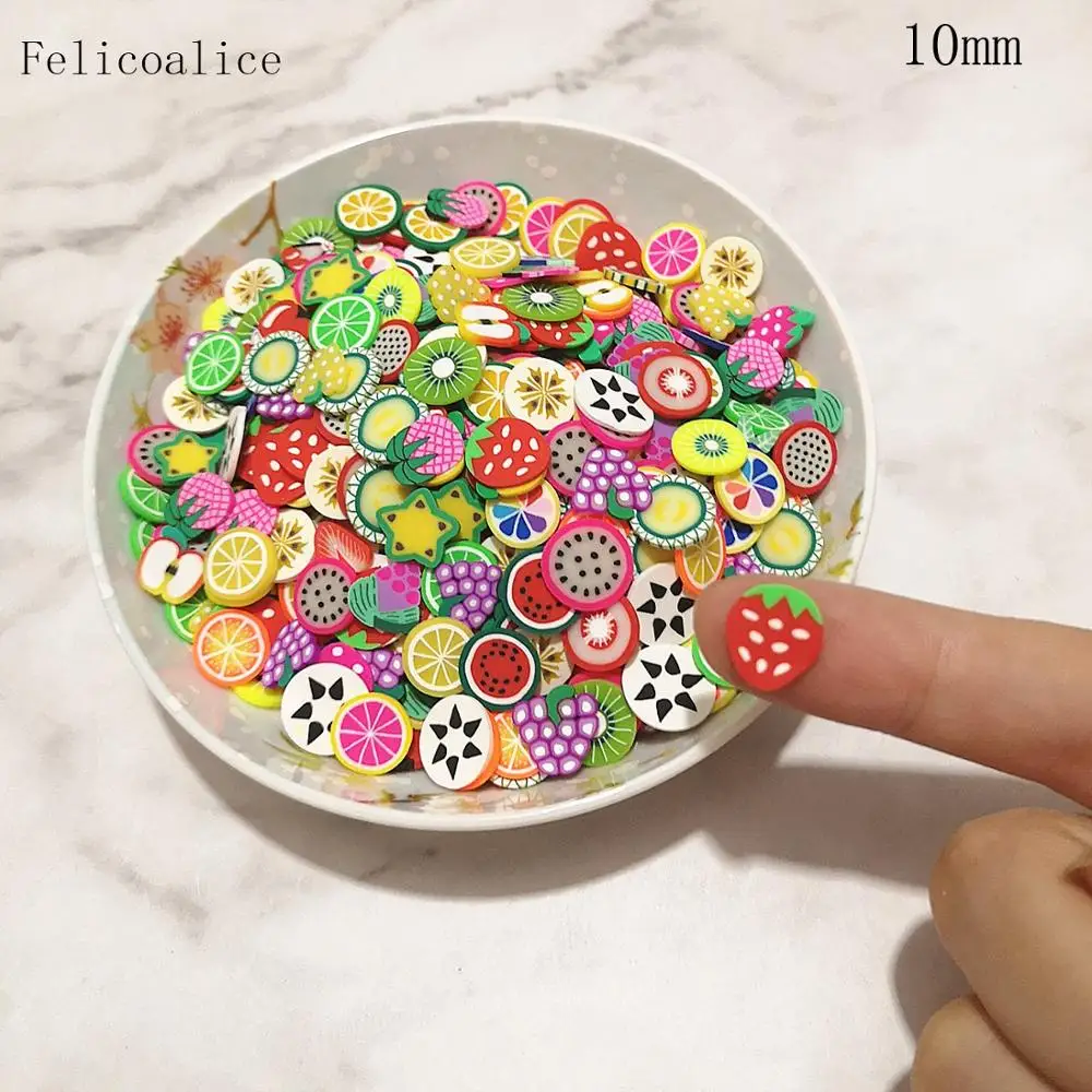 500g 10mm Slices Slide Charms for Slime Supplies Kit Fluffy Slime Fruit mixed Polymer Clear Putty Clay Nail Art