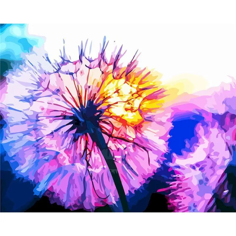 

GATYZTORY DIY Painting By Numbers color dandelion Oil Painting Flower HandPainted Home Decor Gift Canvas Drawing