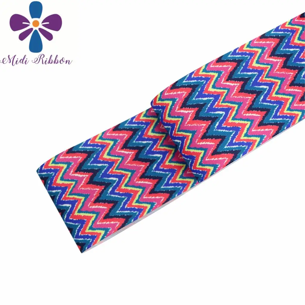 16mm-75mm Jeans Retro Flower Wave Printed Grosgrain/Foe Ribbon Denim Like DIY Hair Bowknots 50yards/roll | Дом и сад