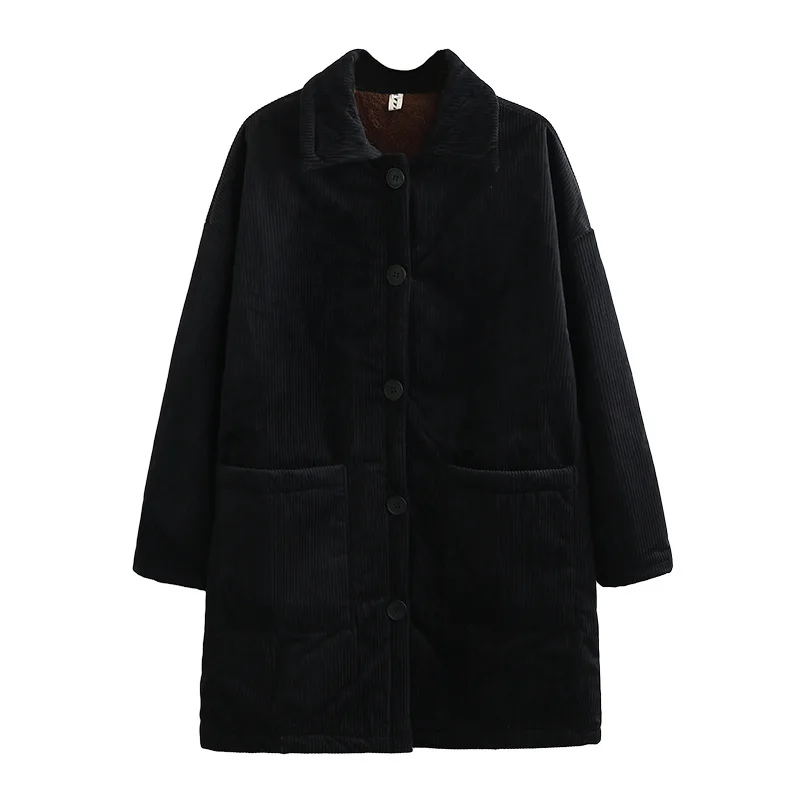 

New ladies autumn winter plus size long wadded jacket for women large loose long sleeve velvet pocket thick coat 3XL 4XL 5XL 6XL
