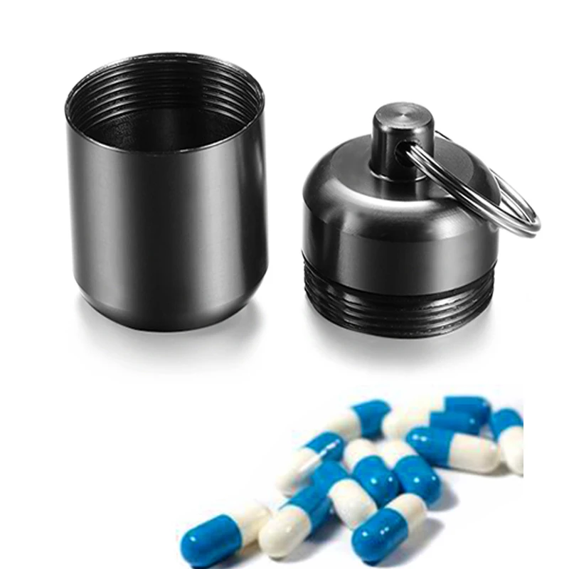 1 шт. водонепроницаемый мини контейнер для таблеток из алюминиевого
