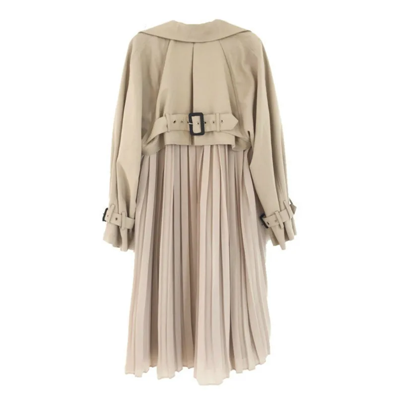 Плиссированная Женская ветровка с поясом сзади весна осень 2019 женское длинное