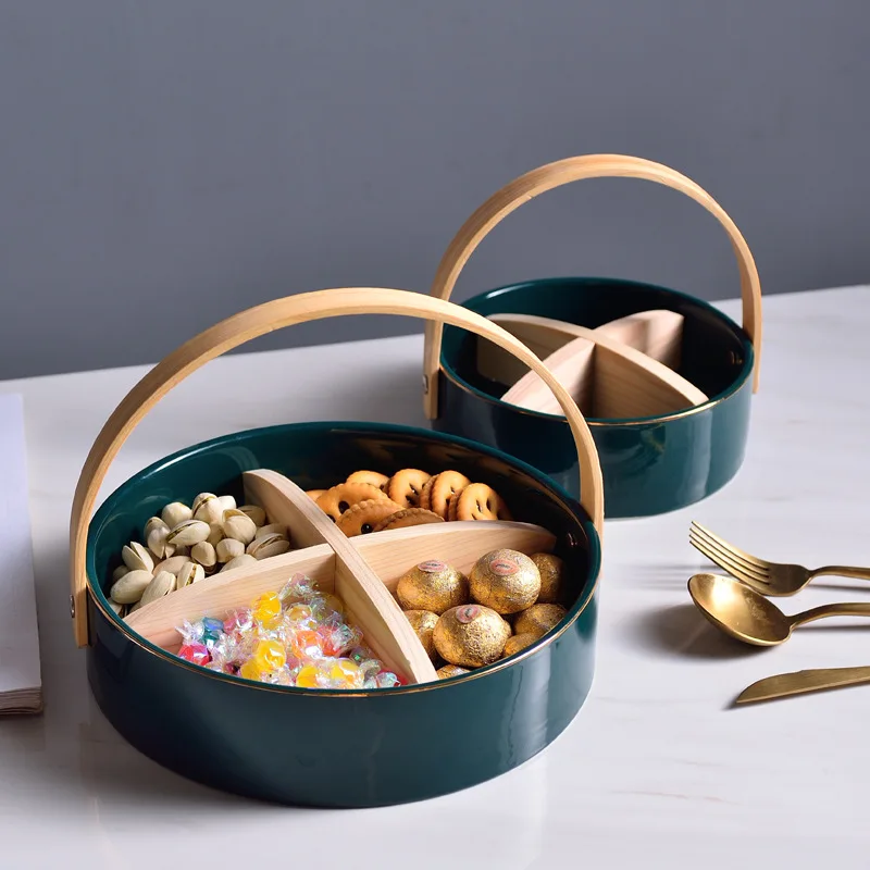 

Керамическая тарелка для фруктов в скандинавском стиле, роскошная Высококачественная креативная тарелка для закусок, тарелка для сухофрук...