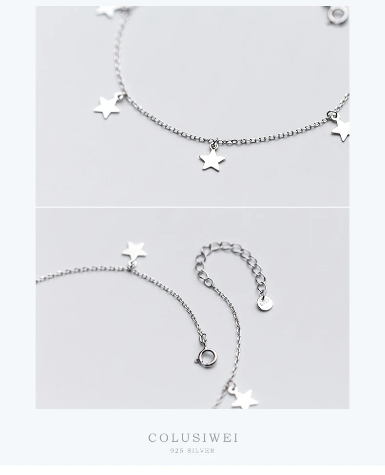 Colusiwei яркая цепь со звездами серебро anklets для женщин 925 стерлингового серебра модные украшения для ног браслет для ног лето