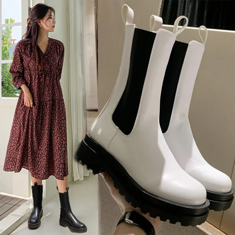 

Korean version of Martin boots women 2020 new autumn thick-soled Chelsea short boots British style fashion