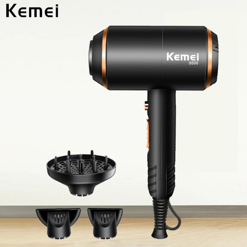 

Kemei Powerful Hair Dryer Professional Hair Blower With 3 Speed Settings Portable Hair Dryer Brush Water Ion Hair Dryer For Home