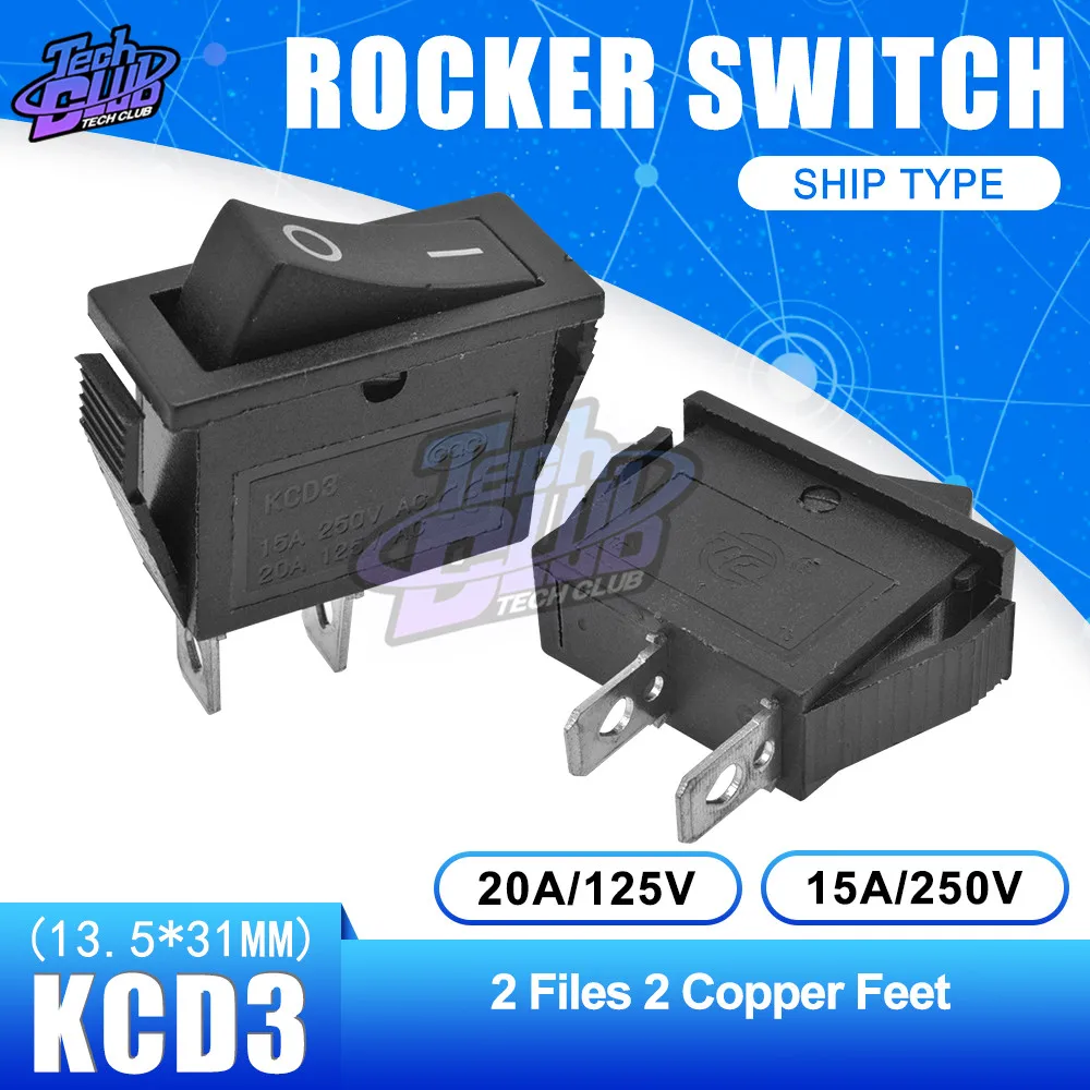 AC 15A 250V /20A 125V 3 контактный SPDT KCD3 ON OFF позиционный черный лодочный кулисный
