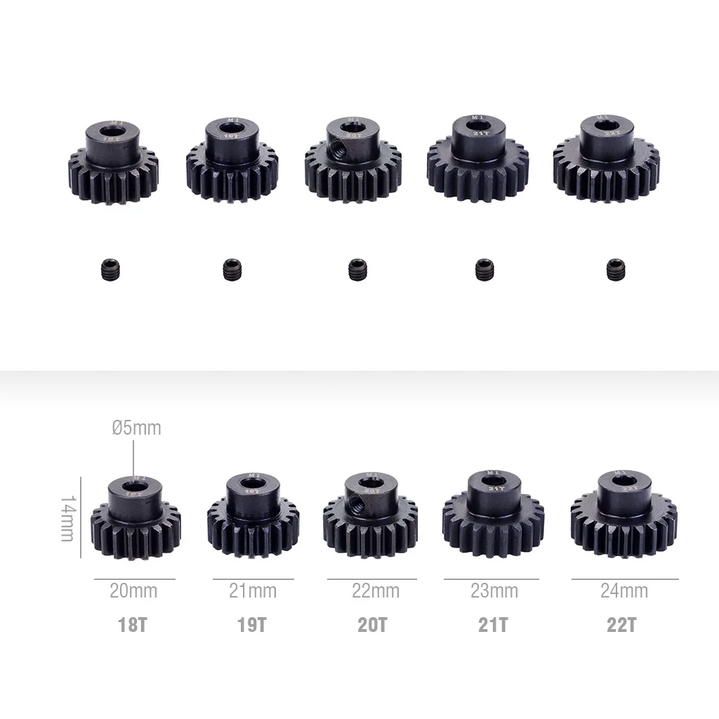 SURPASS HOBBY-engranaje de Motor de pi&ntilde;&oacute;n de Metal M1, eje de 5mm, 11T, 12T, 13T, 15T, 17T, 19T, 20T, 21T, 23T, 25T, 27T, 29T, 30T, para 1/8, 5 uds. Motor de coche RC-5
