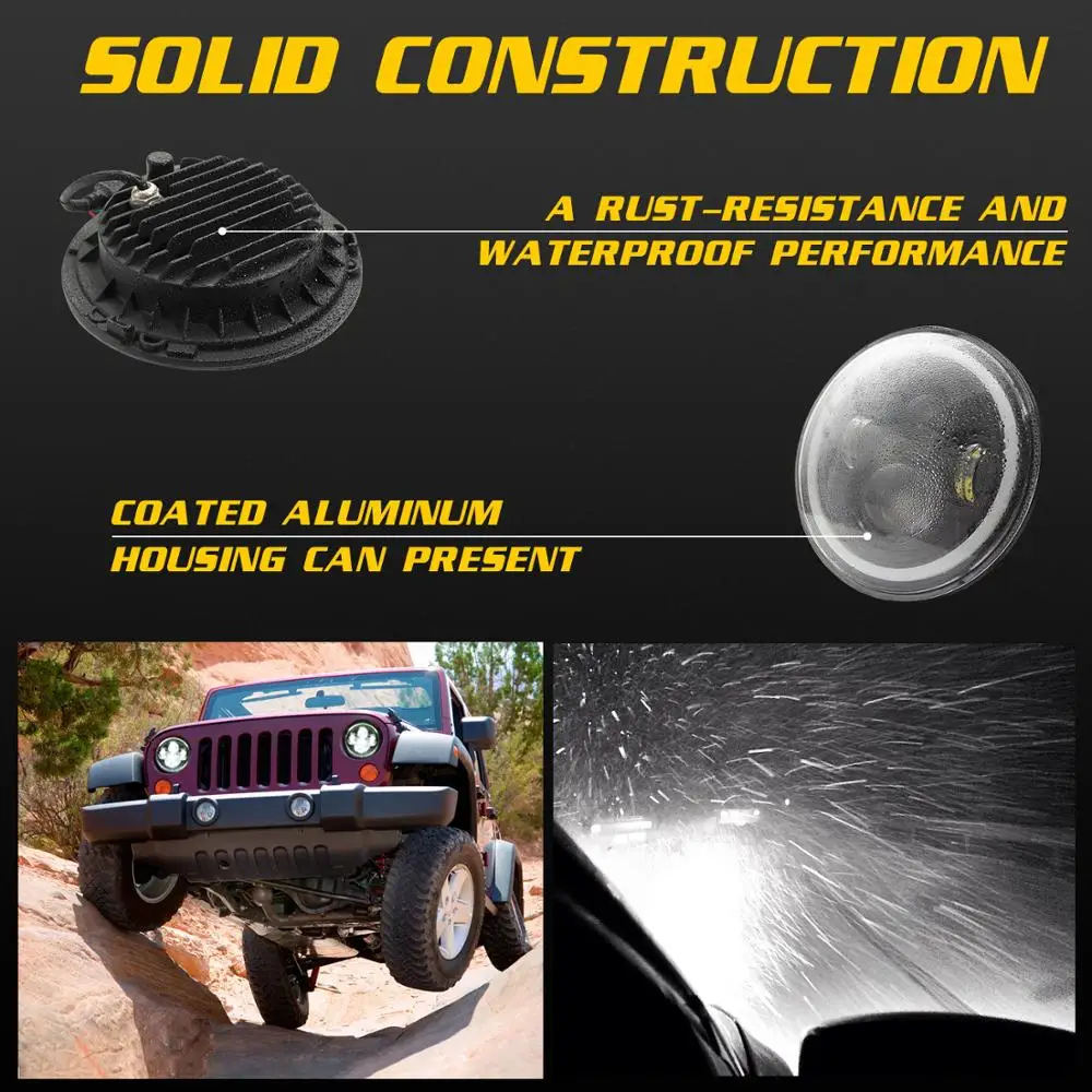 

1pcs 7inch Led Headlight 150W/300W Hi/Low H4 Light Halo Angle Eyes DRL Headlamp For Jeep Wrangler Off Road