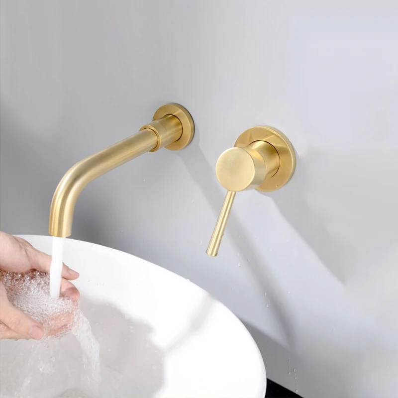 Настенный латунный Смеситель для раковины Скрытый кран в ванной комнате