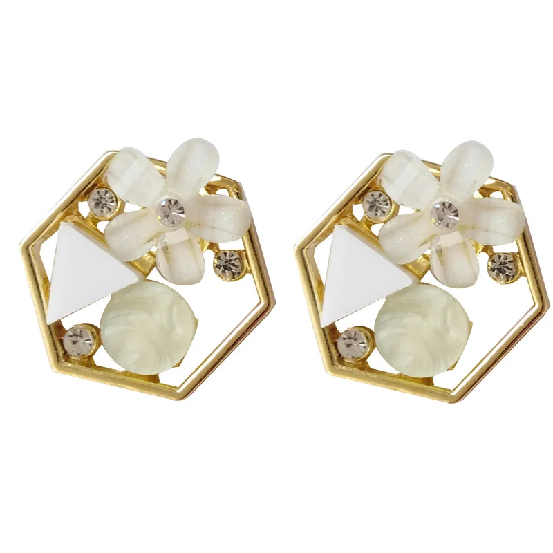 Женские серьги гвоздики из металлической проволоки с прозрачными