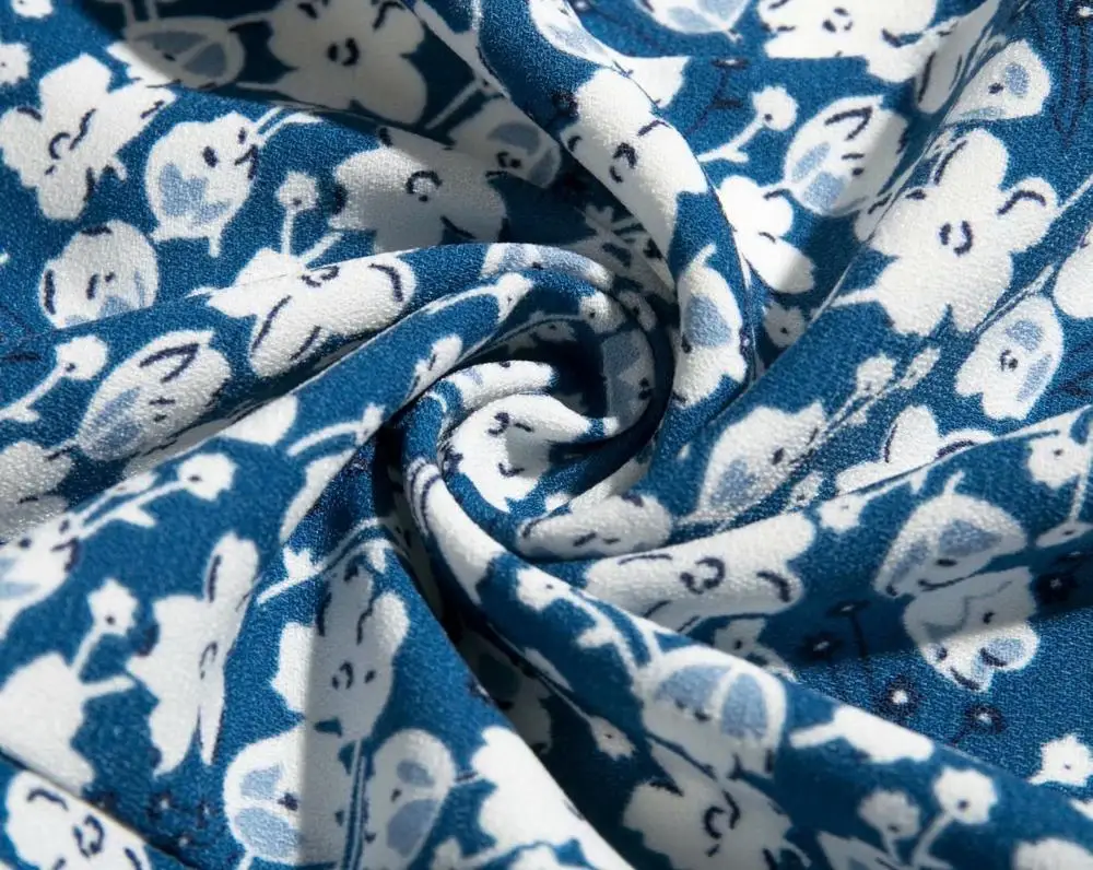 

Elegant vintage autumn women blue blouse v neck blusa femme france floral print short blouse shirt wrap sashes dropshipping