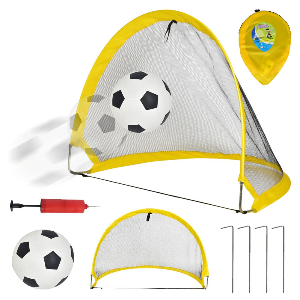 Желтый Цвет футбол футбольные ворота с сеткой складной цель тренировочная сеть