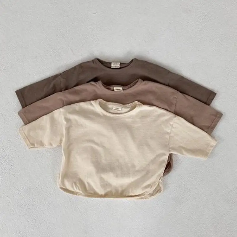 

Baby Boys Long Sleeve T Shirts Cotton Girls Long Sleeve T-shirts Casual Shirt Infant Baby Kids Toddler Solid Color Tops
