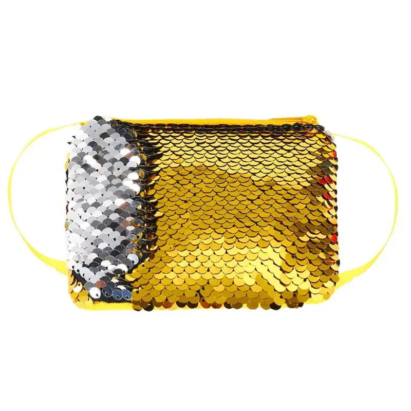 Yellow Русалка Блестки портмоне квадратный кошелек дети девушки сверкающие клатчи сумки - Цвет: Yellow
