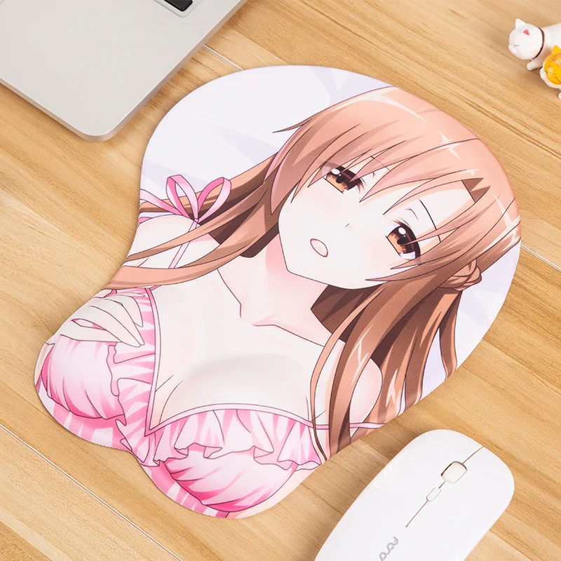 MGF мультфильм 3D Грудь Коврик для мыши SAO Asuna силиконовый запястье Япония Аниме
