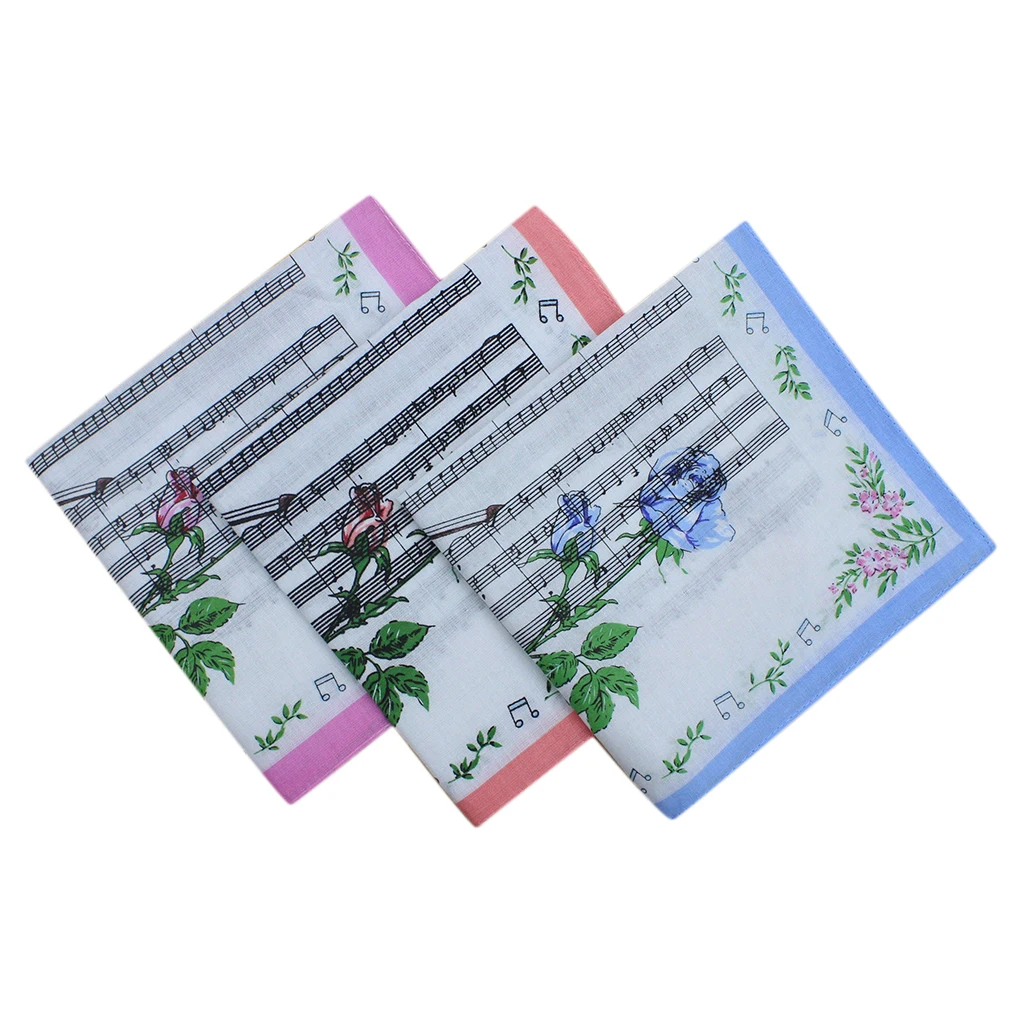 

Vintage Set 12 Ladies Handkerchief Hankie Purple Blue Orange Flowers 30x30cm