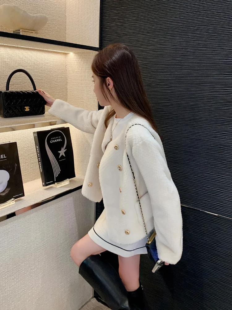 

2021 New Winter Fashion Women Natural Lamb Fur Coat Double-faced Fur Thick Loose Warm Luxury Fur Coat Streetwear Outerwear