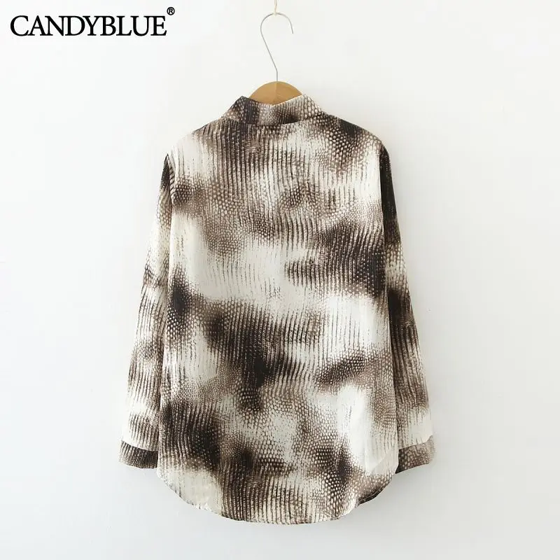 Женская рубашка с принтом в виде змеиной кожи Свободная шифоновая длинными