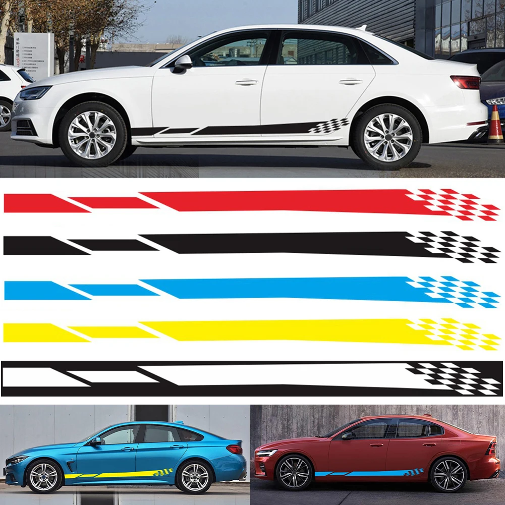 

2pcs Universal Car Sticker Side Door Decals Sport Side Skirt Sticker PVC Vinyl Graphics Waterproof Auto Styling Accessories