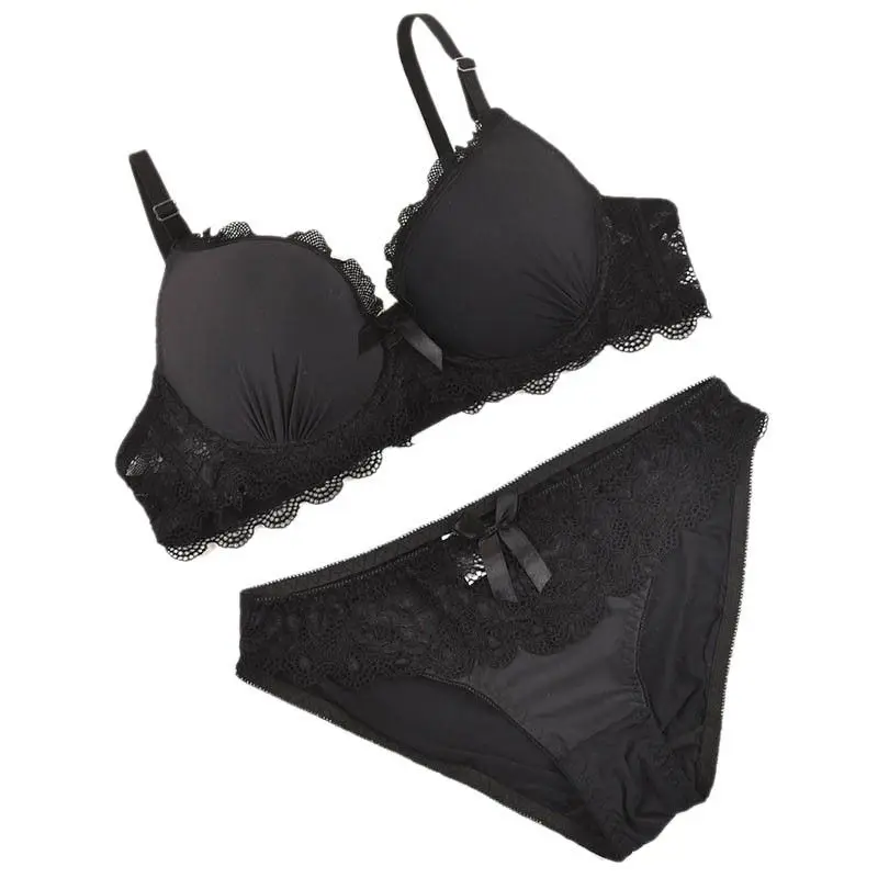 Роскошный однотонный кружевной бюстгальтер из 2 предметов короткие комплекты