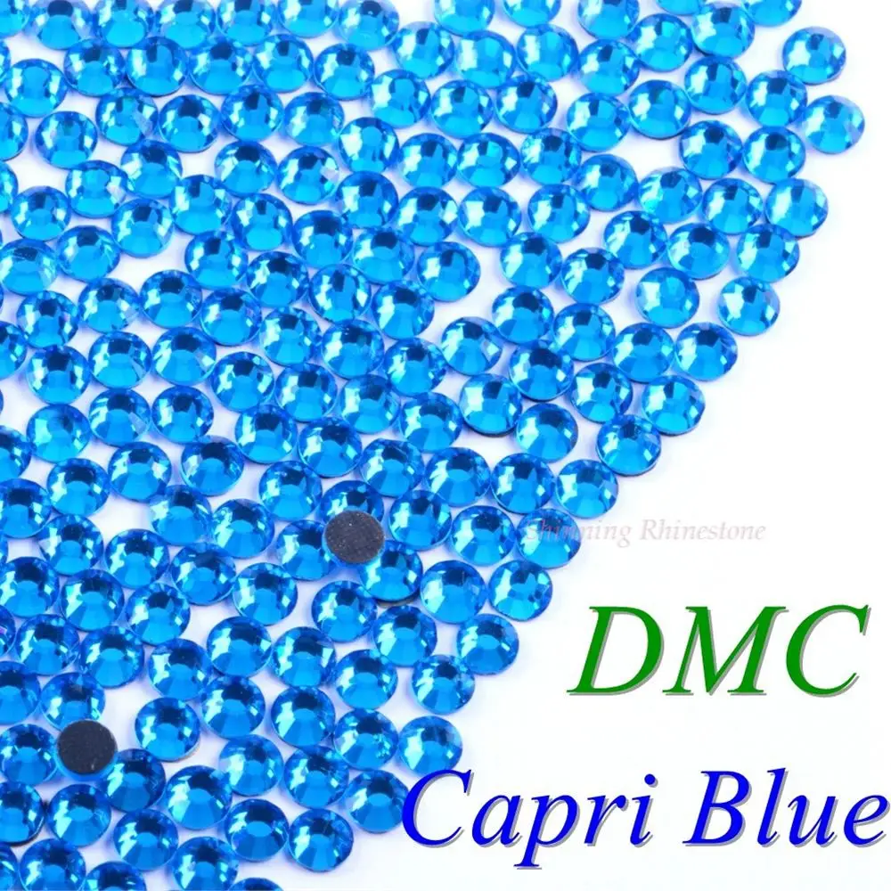 Capri Blue 42 цвета на выбор! SS6 SS10 SS16 SS20 SS30 смешанные размеры DMC качественные стеклянные кристаллы горячей фиксации Стразы железные Стразы с бриллиантами - Цвет: Capri Blue